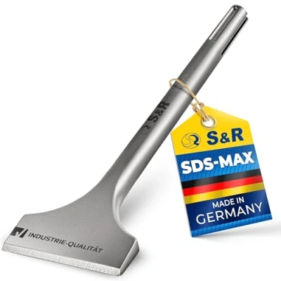 Abbildung von S&amp;R Breitmeißel SDS MAX Schaft 300 x 80 mm, Meißel in Industrie Qualität Made Germany, speziell gehärtet, breit, effektive Schlagkraftübertragung, für Bohrhämmer mit Aufnahme