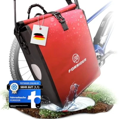 Abbildung von Forrider Fahrradtasche Wasserdicht für Gepäckträger [22L Volumen] mit Schultergurt Gepäckträgertasche Einzel Fahrrad Tasche Packtasche hält an jedem