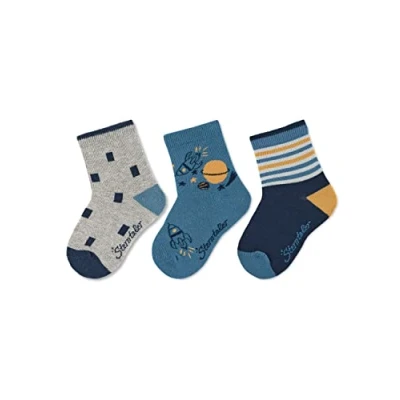 Abbildung von Sterntaler Baby Mädchen Socken Sneaker Söckchen 3er Pack Katze Baby, Babysöckchen aus Baumwolle hellgrau, 18