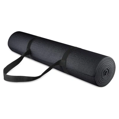 Abbildung von BalanceFrom Alle BFGY P1BLK GoYoga Allzweck Yogamatte mit Tragegurt, umweltfreundlich, hohe Dichte, rutschfest, 1/4 Zoll, Schwarz