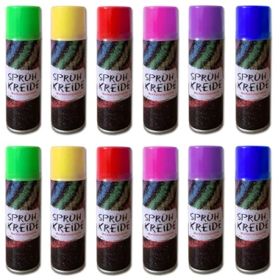 Abbildung von HAC24 Kreidespray 12er Set Sprühkreide Kreide Markierungsspray Sprüh Kreidefarbe, 175 ml je Dose 6 Farben