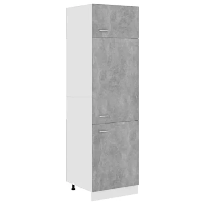 Abbildung von vidaXL Kühlumbauschrank mit 4 Regalböden Küche Hochschrank Küchenmöbel Küchenzeile Küchenschrank Schrank Betongrau 60x57x207cm Holzwerkstoff