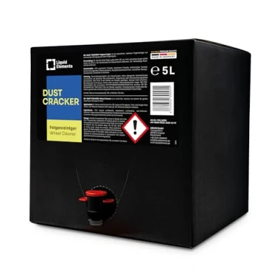 Abbildung von Liquid Elements Felgenreiniger Dust Cracker 5 Liter Auto Reiniger für alle Felgentypen wie Alufelgen &amp; Stahlfelgen säurefreier mit Wirkindikator entfernt hartnäckige Verschmutzungen