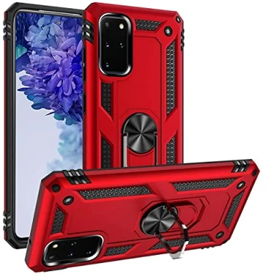 Abbildung von Verco Hybrid Armor Shiel Case für Samsung Galaxy S20 Plus Hülle, extrem robust mit Magnet Fingerring Halter Handyhülle S20+ 5G Panzerhülle, Rot