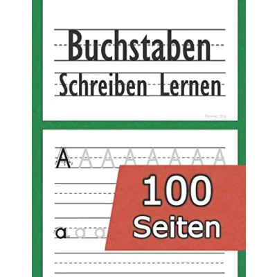Abbildung von Buchstaben schreiben Lernen: (100 Seiten) Alphabet lernen Zahlen für Kinder ab 4 Jahren (Vorschule + 1. Klasse) ABC Vorbereitung die Grundschule Vorschulübungen