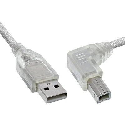 Abbildung von InLine 34520R USB 2.0 Kabel, A an B, rechts abgewinkelt, transparent, 2m