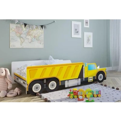 Abbildung von Kids Collective Autobett Kinderbett Jugendbett Baustelle in 70x140 80x160 mit Rausfallschutz, Matratze optional, Kinder Spielbett Baustelle, 180x60 cm