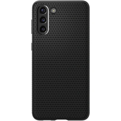 Abbildung von Samsung Galaxy S21 Plus Hülle Silikon Spigen Soft Case/Backcover Handyhülle Schwarz Shockproof/Stoßfest