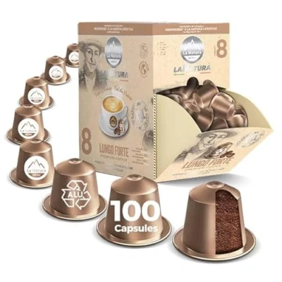 Abbildung von LUNGO FORTE KAFFEE, 100 Kaffeekapseln kompatibel mit Nespresso Kapselmaschinen, by La Natura Lifestyle