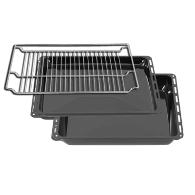 Abbildung von ICQN Backblech 465 x 370 30 und 60 mm Set mit Gitter, Emaille, (Set, 3 St., Fettpfanne Verchromt Backofenrost), Passend für Bosch Neff Constructa