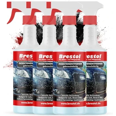 Abbildung von Brestol Insektenentferner 4X 750 ml gebrauchsfertig Insektenlöser Polycarbonat geeigneter Insektenreiniger Vogelkotentferner Spezialreiniger alkalisch