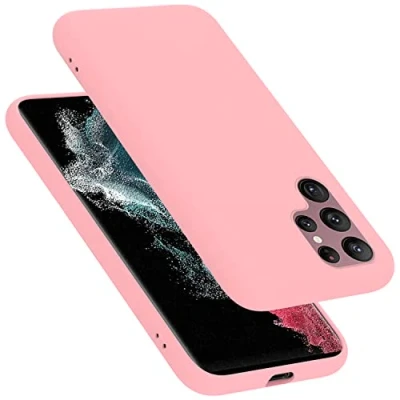 Abbildung von Cadorabo Hülle kompatibel mit Samsung Galaxy S22 Ultra Handyhülle für Case aus flüssigem Silikon stoßfeste dünne TPU Schutzhülle Liquid PINK