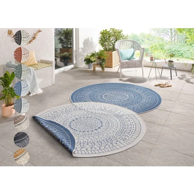 Abbildung von NORTHRUGS Teppich &quot;Porto Wendeteppich&quot;, rund, In &amp; Outdoor, Wetterfest, Balkon, Garten, Wohnzimmer, Wasserfest