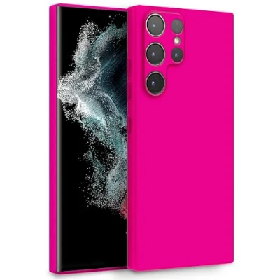 Abbildung von MyGadget Hülle für Samsung Galaxy S22 Ultra Zweilagige Handyhülle mit Kameraschutz Cover Innenfutter &amp; Silikon außen Magenta Rot