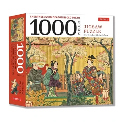 Abbildung von Tuttle Publishing Cherry Blossom Season in Old Tokyo 1000 Piece Jigsaw Puzzle: Woodblock Print by Utagawa Kunisada (Finished Size 24 X 18 in)