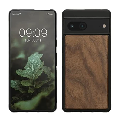 Abbildung von kwmobile Hülle kompatibel mit Google Pixel 7 Holz Case stoßfestes Handy Cover TPU Handyhülle in Dunkelbraun