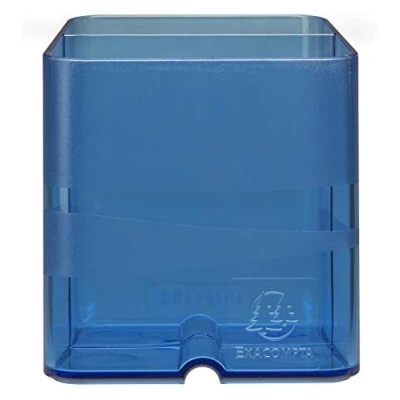 Abbildung von Exacompta 67760D 10er Pack Premium Stiftehalter Pen Cube mit 2 Fächern für mehr Ordnung auf dem Schreibtisch Stifteköcher Stiftebox Aufbewahrungsbox Organizer königsblau transluzent
