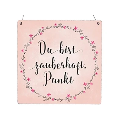Abbildung von Interluxe XL Holzschild Du bist zauberhaft. Punkt. Rosa Geschenk Mitbringsel Aufmunterung Geburtstag Frau Tochter Schwester Beste Freundin