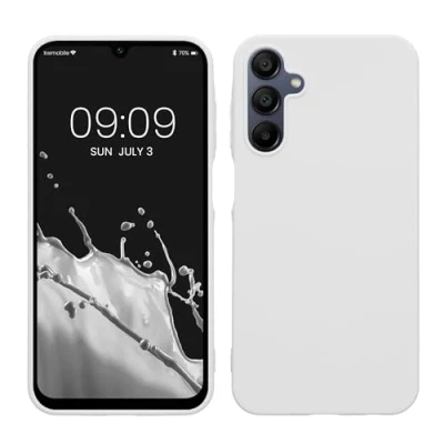 Abbildung von kwmobile Hülle kompatibel mit Samsung Galaxy A15 5G weiches TPU Silikon Case Cover geeignet für kabelloses Laden Weiß matt