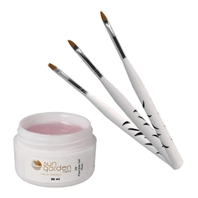 Abbildung von Sun Garden Nails UV Fiberglas Gel Rose klar 30ml + Pinselset