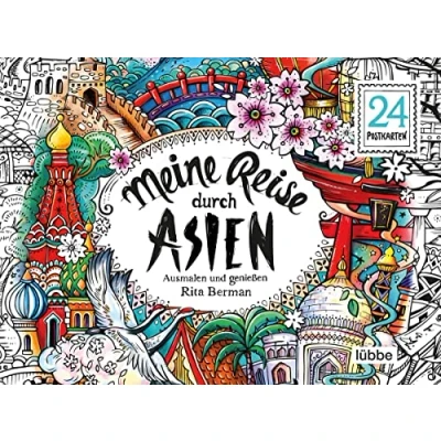Abbildung von Meine Reise durch Asien: Ausmalen und genießen. 24 Postkarten (Die Welt wird bunt, Band 11)