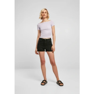Abbildung von Urban Classics OFF Shoulder Tshirt basic, Damen, Größe: Large, Lilac