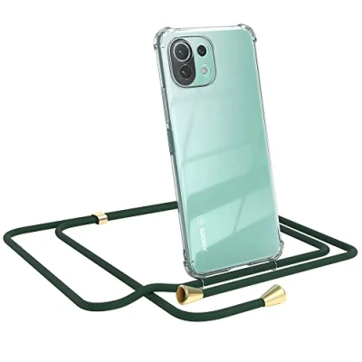 Abbildung von EAZY CASE Handykette kompatibel mit Xiaomi Mi 11 Lite/Mi Lite 5G / NE Handyhülle Umhängeband, Handykordel Schutzhülle, Silikonhülle, Hülle Band, Stylische Kette, Grün