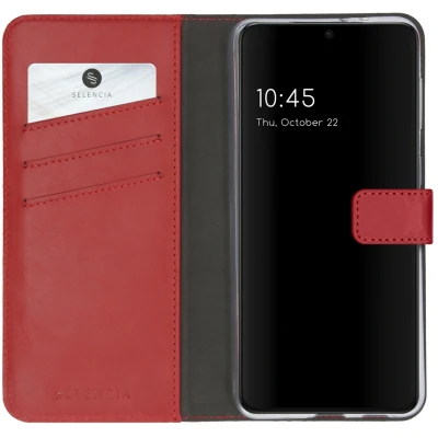 Abbildung von Samsung Galaxy S21 Hülle Echtleder Selencia Klapphülle Handyhülle Rot