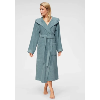 Abbildung von andas Damenbademantel &quot;&quot;Livia&quot;&quot;, (1 St.), gemusterter Bordüre, langer Bademantel Damen, 100% Baumwolle, XS 2XL