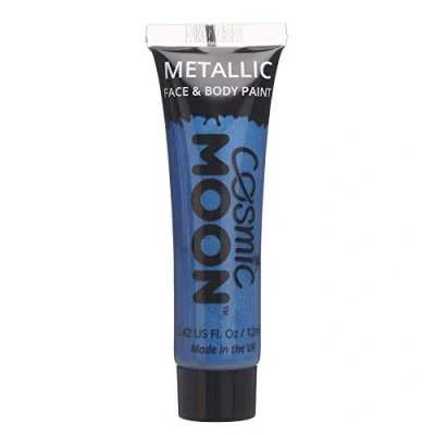 Abbildung von Cosmic Moon Metallic Gesichtsfarbe/Make Up für Gesicht &amp; Körper 12ml Erstellen Sie faszinierende Gesichtsfarben Designs! Enthält: Blau