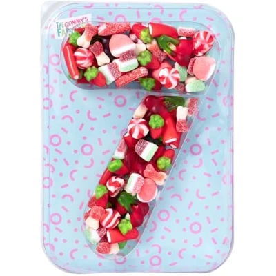 Abbildung von Gommy&#039;s Factory Geburtstag Süßigkeiten Box Nº7 Weingummi Kuchen Kindergeburtstag Lecker und Perfekt Für Jede Feier Birthday Cake Party Number 500g Candy