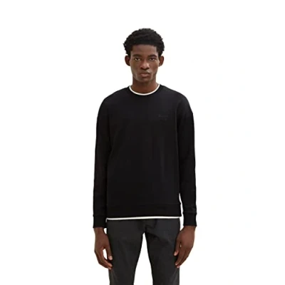 Abbildung von TOM TAILOR Denim Herren Relaxed Fit Basic Sweatshir 1034150, 29999 Black, XXL