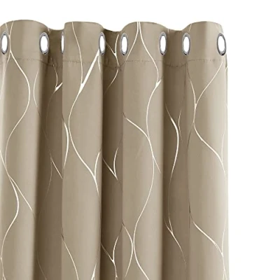 Abbildung von Deconovo Abdunkelnd Gardinen dicke Thermovorhang Kälteschutz Thermogardine Hitzeschutz, Sichtschutz Vorhang mit Ösen, Thermogardinen für Wohnzimmer, 138x117 cm(HöhexBreite), Taupe, 2er Set