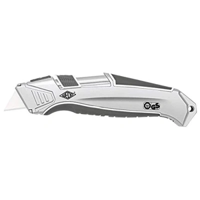 Abbildung von WEDO 79825 Safety Cutter CERA Safeline Alu, Keramik Klingen, Aluminium Gehäuse, Autom. Klingenrückzug, Gummi Griffzone, integriertes Magazin, TÜV/GS GEPRÜFT