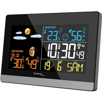 Abbildung von technoline WS 6455 Wetterstation (inklusive Außensender, mit farbiger LCD Anzeige)