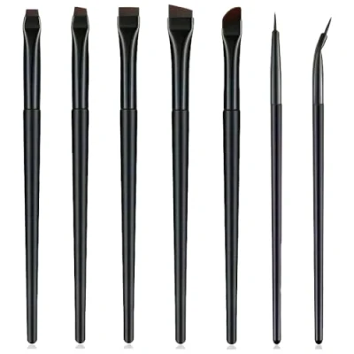 Abbildung von TRKETK 7 Stück Eyeliner Pinsel Set, Professioneller Augenbrauen Makeup Lidschatten Pinselset Augen Make Up Abgewinkelter Concealer für Lidschatten, Augenbrauen,