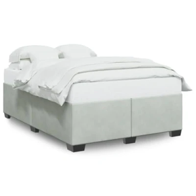 Abbildung von vidaXL Bettgestell, Bettrahmen mit Lattenrost, Polsterbett Bett für Schlafzimmer, Doppelbett Schlafzimmerbett, Hellgrau 140x190cm Samt