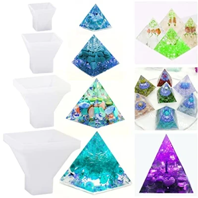 Abbildung von YAXIDAEVER 4 Stück Pyramid Silikonform,Resin Silikonformn Pyramide Schmuck,Super Form für Harz Handwerk Schmuck Silikon Bastelarbeiten, Ornamente, Kunst