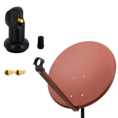 Abbildung von PremiumX Satelliten Komplettanlage 80cm Ziegelrot Single LNB F Stecker SAT Antenne