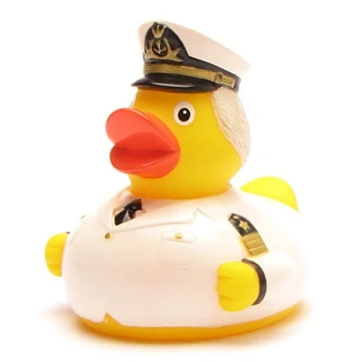 Abbildung von Duckshop I Kapitän Badeente Quietscheentchen Quietscheente L: 8 cm inkl. Badeenten Schlüsselanhänger im Set