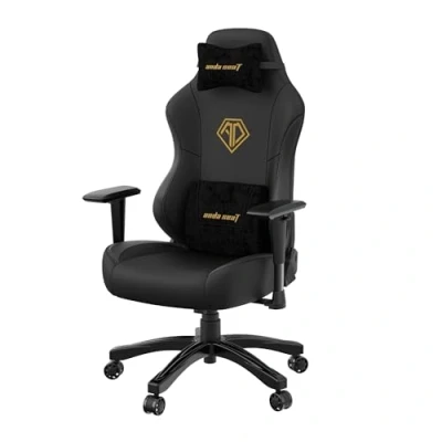 Abbildung von Anda Seat Phantom 3 Pro Gaming Chair Ergonomischer Bürostuhl, neigbarer Videospiel Gamer Stuhl, Nacken &amp; Lendenwirbelstütze Großer schwarzer Premium PVC Leder Stuhl für Erwachsene