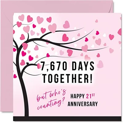 Abbildung von Lustige Karte zum 21. Hochzeitstag für Ehefrau oder Ehemann 7670 Days Together I Love You Geschenke, Happy 21st Wedding Anniversary Karten Partner, 145 mm x Grußkarten 25. Jubiläen