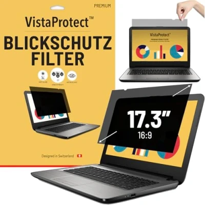 Abbildung von VistaProtect Premium Blickschutzfilter &amp; Anti Blaulichtfilter, Privacy Filter Blue Light Blickschutzfolie für Laptops Notebooks (17.3″ Zoll)