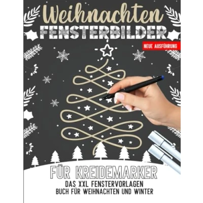 Abbildung von Weihnachten Fensterbilder für Kreidemarker: Weihnachtsdeko Schablonen mit schöne und große Advent, Winter &amp; Silvester Motive Weihnachtszeit ... Window Color Vorlagen Erwachsene