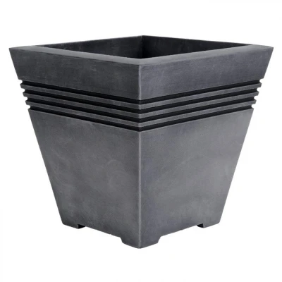 Abbildung von Pflanzgefäß / Pflanzentopf &quot;Milano&quot; Quadratisch, Niedrig, 33,5 x 33 cm grau