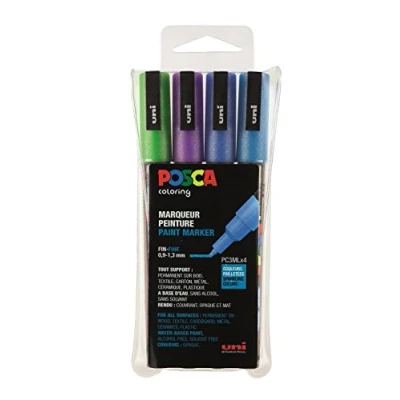 Abbildung von 3 x Uni Ball Fasermaler Posca PC 3M 0,9 1,3mm sortiert Glitter VE=