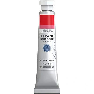 Abbildung von Lefranc Bourgeois 404942 extra feine Ölfarbe in Künstlerqualität aus hochwertigen Pigmenten, lebendige Farben, hohe Lichtechtheit, 20ml Tube Quinacridone Rot