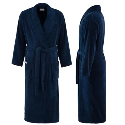 Abbildung von PandaHome Bademantel Damen und Herren aus 100% Baumwolle, Morgenmantel Frottee Kuschel, Saunamantel Warm Kuschelig, Schnelltrocknend Weich Saugstark Bademäntel 400 g/m² (Navy XL)