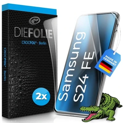 Abbildung von Crocfol DIEFOLIE für Samsung S24 FE [2 St.] Schutzfolie vom Testsieger selbstheilende Premium 5D Langzeit Panzerfolie (Case Friendly)
