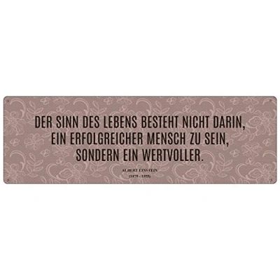 Abbildung von Interluxe METALLSCHILD Blechschild DER Sinn des Lebens Albert Einstein Zitat Geschenk Spruch Motivation Dekoschild